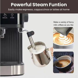 Cafetera Espresso de Plástico para Uso Doméstico, Compacta, Semiautomática, con Espumador de Leche de 20 Bares, Calentador de Agua de 1.8L, 20 Bares de Presión - Product Image 2