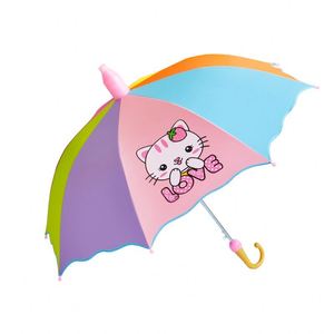 Nouveau Parapluie Enfant à Long Manche Motif Dessin Animé Mignon Chat Arc-en-ciel Garçons Filles Maternelle Logo Personnalisé - Product Image 1
