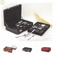 Service de Couverts 72/84 Pièces en Acier Inoxydable avec Coffret en Bois – Cuillères, Fourchettes et Couteaux Argentés pour Dîner et Fêtes