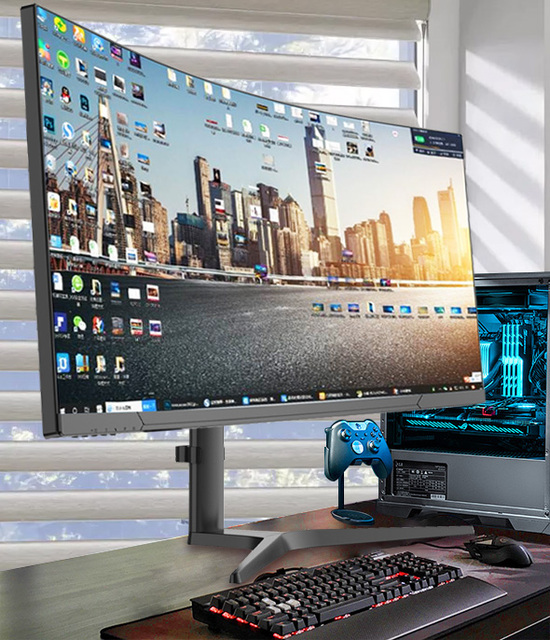 Factory Direct Sales 23.8-27 Inch Frameless Desktop Office Monitor Led Monitor 1k 2K 4k 240Hz Resolution Curve Gaming Monitor