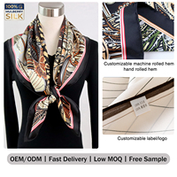 Foulard carré en soie de mûrier 6A, motif totem bohème rétro, OEM/ODM, faible MOQ, échantillonnage rapide en 7 jours, foulard en soie de luxe pour femme