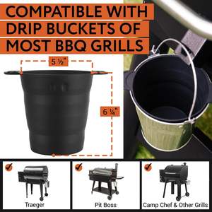 Revestimiento Reutilizable de Silicona Negra para Cubeta de Grasa, 5.5x6.25 Pulgadas, Resistente al Calor, Accesorios para Parrillas de Pellets <span class=keywords><strong>Traeger</strong></span> y Pit Boss - Product Image 3