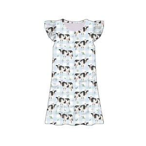 Vestido infantil GSD3894 personalizado para niña, con mariposas y flores coloridas, vestido de manga voladora para niña, venta al por mayor. - Product Image 3