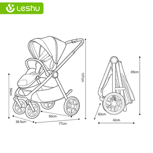 Poussette pliable 3-en-1 de luxe la plus vendue pour bébés de 0 à 3 ans – Vente chaude directe usine - Product Image 2