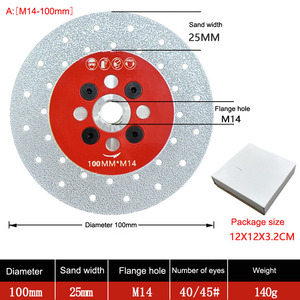 1 pièce Disque de coupe et de meulage diamanté M14 brasé sous vide pour carrelage en porcelaine, granit, marbre, pierre 100/115/125 mm - Product Image 6
