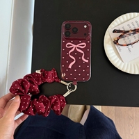 Coque de protection IMD motif nœud papillon écossais rouge bordeaux pour iPhone 18 Pro Max, anti-perte, protection d'objectif, marque privée