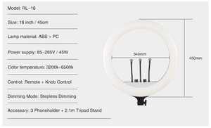 <span class=keywords><strong>Kalio</strong></span>-Anillo de luz con trípode, accesorio con ajuste de 180 grados, 18 pulgadas, para Youtube, Tiktok - Product Image 5