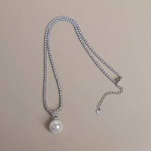 Shining <strong>Diana</strong> Luxury Ginky Stars Shattered Silver Flash Zircon Clavicle Chain Pearl Necklace Light Women's Girlfriend Jenny - Product Image 3
