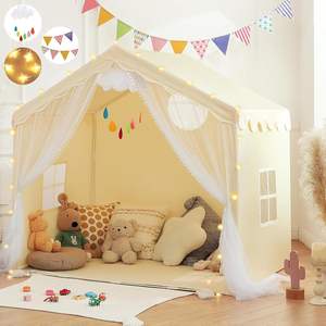 Tente de jeu pour enfants en polyester épais avec tubes en bois, grande tente château de princesse, tente de jeu d'intérieur pour enfants, idéale pour les pyjama-party - Vente en gros - Product Image 1