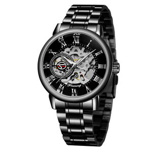 중국 시장 공장 Forsining 시계 남자 Saat 저렴한 메쉬 밴드 사용자 정의 로고 브랜드 럭셔리 브랜드 남자 해골 기계 시계 - Product Image 5