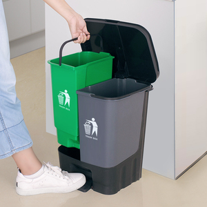 60L New Foot Pedal Recycling <strong>Bin</strong> <strong>Dual</strong> Compartment Bathroom Trash Can Eco-Friendly Saving <strong>Kitchen</strong> Garbage <strong>Bins</strong> - Product Image 3