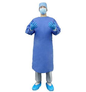 Sms vestidos cirúrgicos reforçados esterilizados, vestido de isolação, oem, não-tecido, descartável, roupas cirúrgicas à prova d' água, nível aami 3 - Product Image 1