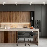 Ensemble d'armoires de cuisine avec four à micro-ondes encastré, laqué blanc brillant, pour salle de bain et cuisine