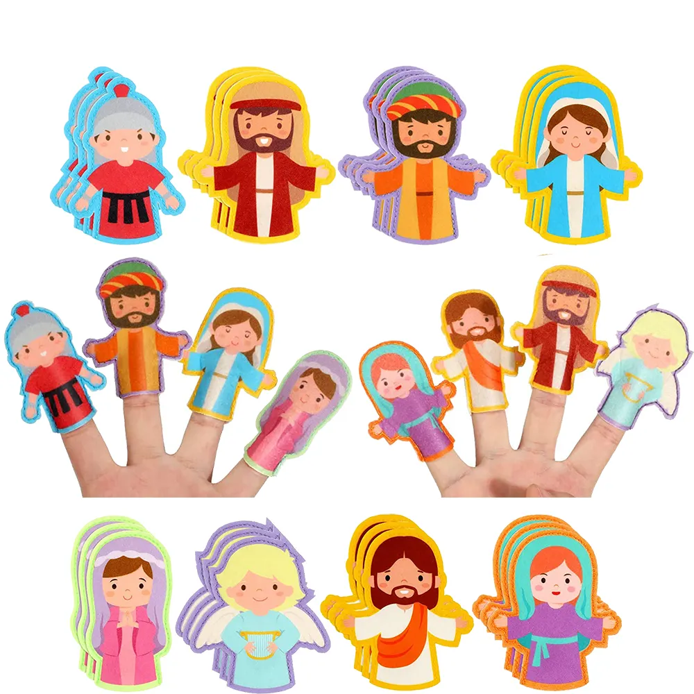 Easter Christian Nativity Bible Activity felt Religious Finger Puppets Felt Jesus hand puppet Toys for kids party