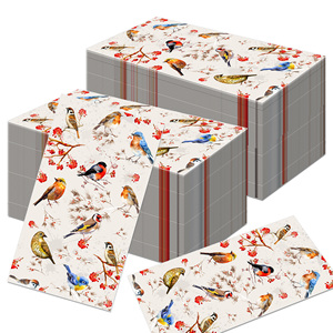 Huancai 20 pièces Floral oiseaux invités serviettes jetables <span class=keywords><strong>papier</strong></span> dîner <span class=keywords><strong>serviette</strong></span> salle de bain essuie-mains pour <span class=keywords><strong>anniversaire</strong></span> mariage fête fournitures - Product Image 1