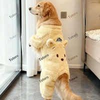 Vêtements en coton rouge pour chien, motif ours de dessin animé, style festif du Nouvel An chinois, chauds et lavables en machine, pour Labrador et Samoyède