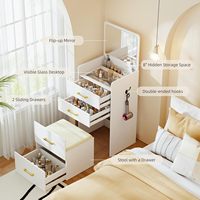 Bureau vanité 3 en 1 blanc avec miroir rabattable, coiffeuse de maquillage compacte avec 3 tiroirs, tabouret rembourré, coiffeuse pour chambre à coucher