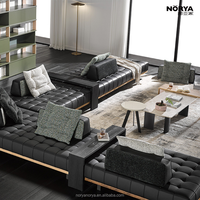 Canapé modulable de luxe NORYA, convertible, double face, en cuir, style moderne et minimaliste, pour villa, style îlot, canapé moelleux
