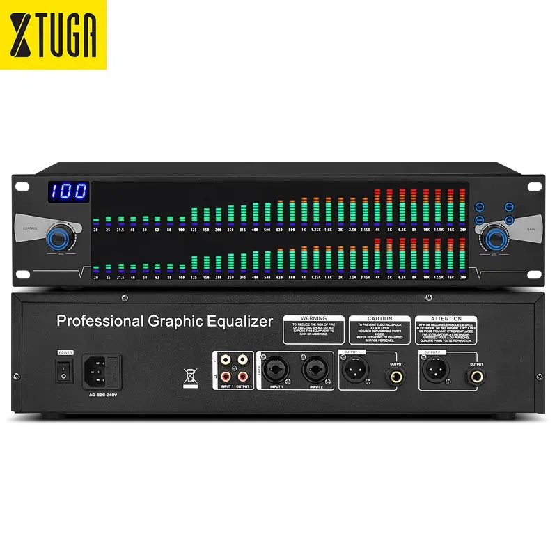 Professional DJ System New 2U Dual 31 Bands Audio Effect DSP Processor Graphic Digital Equalizer For Stage Home Karaoke