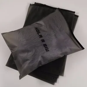 Custom logo printed pvc zip lock bag black frosted small zip lock bags for clothing packing