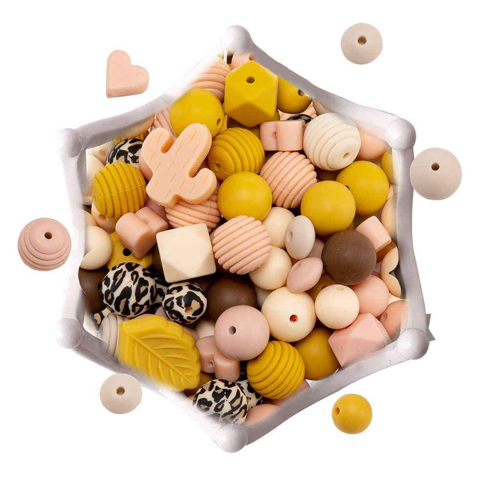 OEM Заводская цена, пищевой силикон, жевательные бусины для прорезывания зубов, бусины без бисфенола, браслеты для ключей, Детские Силиконовые Бусины