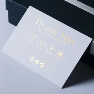 Luxury custom 600g thick paper thank you post card with foil logo