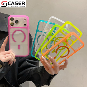 Coque de téléphone antichoc transparente tendance style couleur bonbon avec bouton AI et chargement magnétique sans fil pour <span class=keywords><strong>iPhone</strong></span> 17/16/15 - Product Image 2