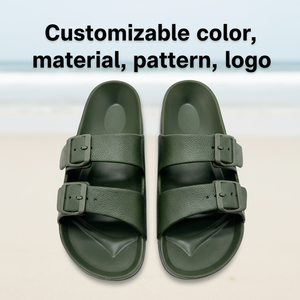 Sandales personnalisées Bosirui en PVC noir pour hommes, design à bout ouvert avec deux brides, collection printemps, OEM, logo personnalisé - Product Image 1