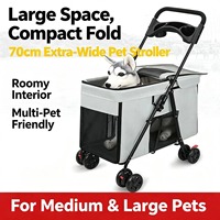 Poussette pliable pour animaux de compagnie de taille moyenne et grande, légère, respirante, avec fenêtres de ventilation