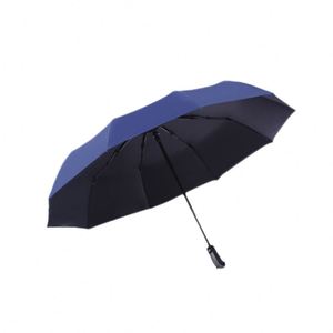 Parapluie entièrement automatique à dix baleines en caoutchouc noir, protection solaire UV, grand format, pour hommes et femmes, idéal pour les affaires, personnalisable avec LOGO - Product Image 4