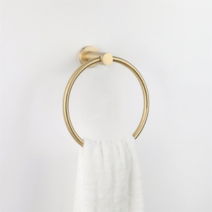 MAXERY <span class=keywords><strong>Nora</strong></span> Messing Handtuch ring Bad zubehör Runder Handtuch ring halter aus gebürstetem Gold messing - Product Image 1