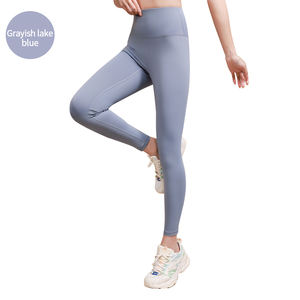 Venta al por mayor de secado rápido de las mujeres de cintura alta pantalones de Yoga cintura elástica Levantamiento de glúteos Leggings sólido gimnasio entrenamiento Fitness medias listas - Product Image 2