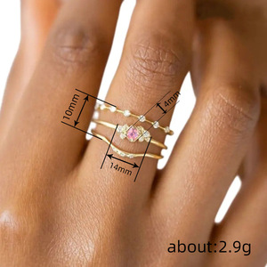 Anello in Stile Principessa con Cristallo Rosa per Donne, Accessorio Dolce per Uso Quotidiano e Feste - Product Image 4