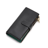 Pochette en cuir pour femmes, portefeuille personnalisé à longue fermeture pour téléphone portable, porte-cartes pour dames