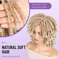Wig rambut keriting dreadlock yang dapat disesuaikan, rajutan penuh, sintetis alami, potongan bob pendek bergaya Afrika, bernapas