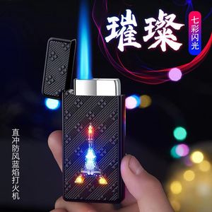 ไฟแช็กกันลมแบบเจ็ทเปลวไฟตรง พร้อมเปลวไฟสีฟ้าและดีไซน์เสาไฟ LED สำหรับใช้งานกลางแจ้ง - Product Image 2