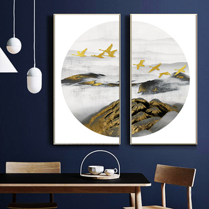 Nouveau Style chinois fond <span class=keywords><strong>de</strong></span> salon Restaurant murale moderne minimaliste <span class=keywords><strong>paysage</strong></span> <span class=keywords><strong>peinture</strong></span> d'oiseau artistique - Product Image 6