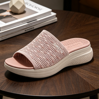 Sandales compensées en cuir PU à bout ouvert pour l'été sandales antidérapantes à semelle souple pour femmes et dames chaussures décontractées de marche en plein air