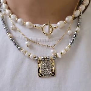 Collar de Perlas de Agua Dulce y Cobre Hecho a Mano, Escapularios con Cruz de San Benito, Estilo Bohemio, con Cuentas, Joyería para Mamá - Product Image 3