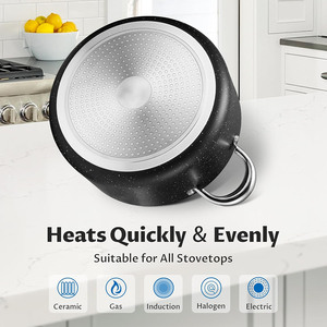 Olla Holandesa de Alta Calidad de 6 Qt con Tapa de Vidrio, Revestimiento Cerámico Antiadherente, Apta para Lavavajillas, Asas de Acero Inoxidable para Cocina de Gas - Product Image 2