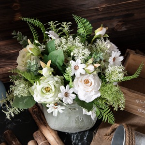 Bouquet de roses artificielles CallaFloral, feuilles blanches et vertes, décoration de mariage, décoration murale pour la maison, CF01180 - Product Image 1