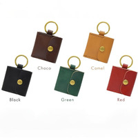 Porte-clés photo en cuir PU en gros, mini cadre photo coloré de 1 pouce avec pendentif anneau de clé en laiton, breloque de sac, cadeaux