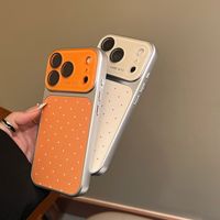 Étui de téléphone en cuir de luxe à motif simple à pois Litchi pour iPhone 17 16 15 14 Pro Max 13, coque arrière rigide en PC avec fenêtre pour appareil photo