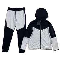 Ensemble de survêtement décontracté pour homme, personnalisé avec logo, respirant, tricoté, 2 pièces, veste à capuche et pantalon de jogging, polyester/coton, style polo