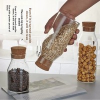 Pot en verre borosilicate de haute qualité avec couvercle en bambou, hermétique, pour le stockage des aliments secs, des céréales et des épices