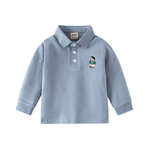 Polos à <span class=keywords><strong>manches</strong></span> <span class=keywords><strong>longues</strong></span> à la mode pour enfants garçons bébé revers hauts pour le printemps automne petits t-shirts en gros de taille moyenne - Product Image 5