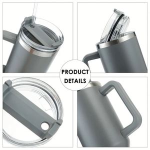 Gobelet isotherme en acier inoxydable pour bureau et voyage, avec poignée et paille, grande capacité, isolation thermique 12-24 heures, OEM/ODM - Product Image 2