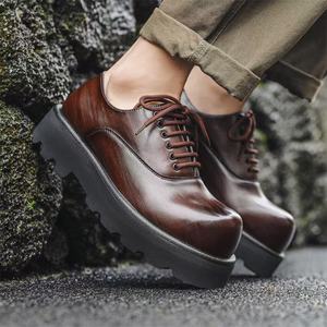 Zapatos Casuales de Vestir para Hombre, de Piel Sintética con Cordones, Punta Redonda, Suela Gruesa, Estilo Moderno para Oficina, Otoño, Invierno y Verano - Product Image 6