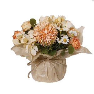 Haiyi Artificial Flowers Rose Chamomile Silk Flower Wedding Home Decor 30cm Wall Hanging <b>Wreath</b> - Product Image 2