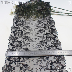 Thêu hoa ren TRIM từ Trung Quốc nhà máy 23cm màu đen ánh sáng màu đỏ grey Voile thêu ren thân thiện với môi cho áo ngực đồ lót - Product Image 2